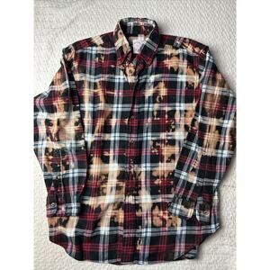 Men’s Brooks Brothers Tie Dye Blk.BlueRed Plaid Flannel Shirt- Med.